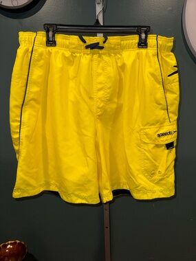 Speedo Yellow with Black Trim Men's Swim Trunks